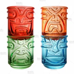 New 🎉 BarMan Colored Tiki Stacking Tumblers (12oz) - Set Of 4 ❤️
