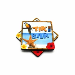 Deals 👏 BarMan 3.5in Square Foam Coaster - Tiki Beach Design 🌟 -Barman Sales Store 3.5inSquareFoam TikiBeachDesign 4 700x700
