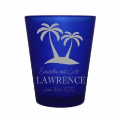 Coupon 🔔 BarMan CUSTOMIZABLE - 1.5oz Blue Frosted Shot Glass - Palms ✔️ -Barman Sales Store 5114 palms blue fr web1 700x700