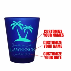 Coupon 🔔 BarMan CUSTOMIZABLE - 1.5oz Blue Frosted Shot Glass - Palms ✔️ -Barman Sales Store 5114 palms blue fr web cus1 700x700