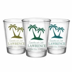 Best deal 😀 BarMan CUSTOMIZABLE - 1.75oz Clear Wedding Shot Glass - Palm Trees 😀