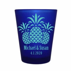 Discount 🥰 BarMan CUSTOMIZABLE - 1.5oz Blue Frosted Shot Glass - Pineapples 💯