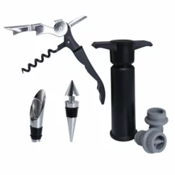 Top 10 🎉 BarMan Wine Accessory Set - Onyx - 6 Piece ✔️ -Barman Sales Store 6pc onyx wine accessory set tools 700x700