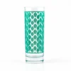 Outlet ⌛ BarMan BarConic® Collins Glass - Dark Green Retro Leaves Pattern - 9.5 Ounce 🛒