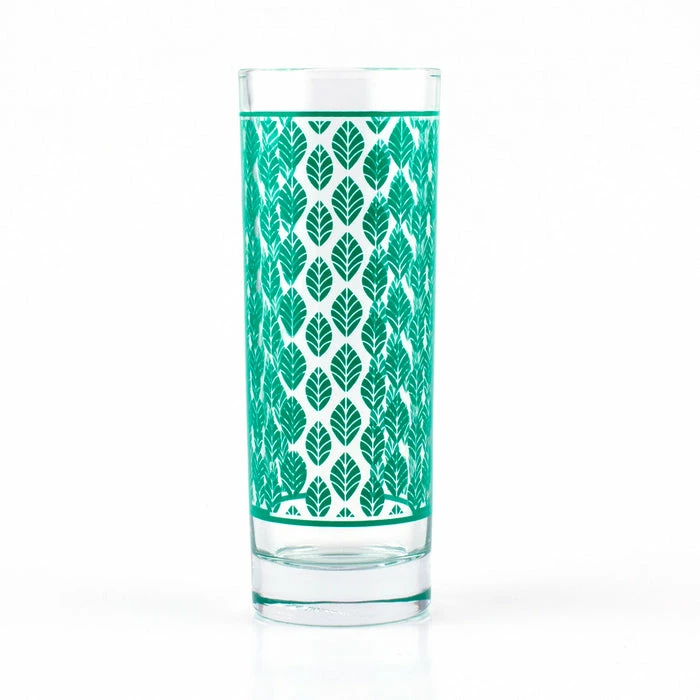 Outlet ⌛ BarMan BarConic® Collins Glass - Dark Green Retro Leaves Pattern - 9.5 Ounce 🛒 1 Outlet ⌛ BarMan BarConic® Collins Glass - Dark Green Retro Leaves Pattern - 9.5 Ounce 🛒