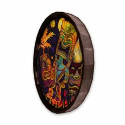 Coupon ⭐ BarMan Tiki Fire Night Wood Barrel Top Sign/Clock ❤️ -Barman Sales Store BarrelTop SideAngledView BT KC BARR CB FIRE 700x700