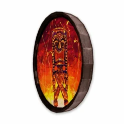 New ⌛ BarMan Tiki Hot Lava Wood Barrel Top Sign/Clock 🎁 -Barman Sales Store BarrelTop SideAngledView BT KC BARR CB LAVA 700x700