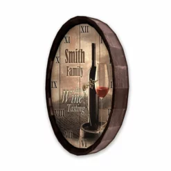 Cheap ⭐ BarMan Custom Wood Barrel Top Clock – Free Wine Tasting 👏 -Barman Sales Store BarrelTop SideAngledView LG BARR CLOCK FREE WINE 700x700