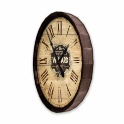 Best Pirce 🔥 BarMan Large Vineyard Roman Numeral Wood Barrel Top Clock 💯 -Barman Sales Store BarrelTop SideAngledView LG BARR CLOCK ROMANwithClockB 700x700