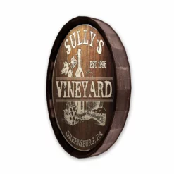 Budget 👏 BarMan Custom Wood Barrel Top Sign – Vineyard ⭐ -Barman Sales Store BarrelTop SideAngledView LG BT KC BARR SIGN VINE 700x700