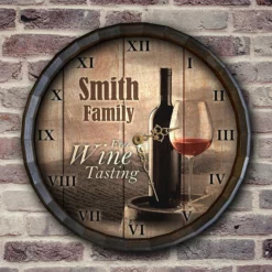 Cheap ⭐ BarMan Custom Wood Barrel Top Clock – Free Wine Tasting 👏 -Barman Sales Store BarrelTop StraightFlatView LG BARR CLOCK FREE WINE 700x700