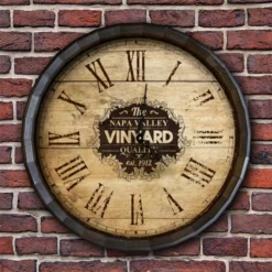 Best Pirce 🔥 BarMan Large Vineyard Roman Numeral Wood Barrel Top Clock 💯 -Barman Sales Store BarrelTop StraightFlatView LG BARR CLOCK ROMAN 700x700
