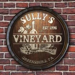 Budget 👏 BarMan Custom Wood Barrel Top Sign – Vineyard ⭐ -Barman Sales Store BarrelTop StraightFlatView LG BT KC BARR SIGN VINE 700x700