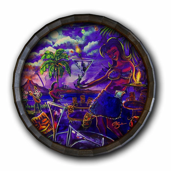 Flash Sale ❤️ BarMan Tiki Drink Wood Barrel Top Sign/Clock 😀 3 Flash Sale ❤️ BarMan Tiki Drink Wood Barrel Top Sign/Clock 😀 - Image 3