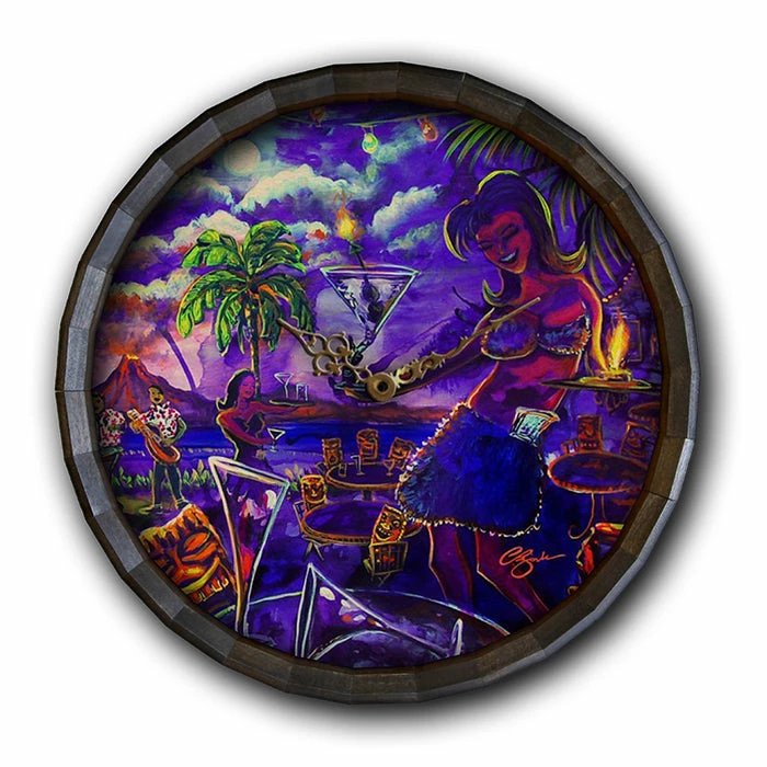 Flash Sale ❤️ BarMan Tiki Drink Wood Barrel Top Sign/Clock 😀 2 Flash Sale ❤️ BarMan Tiki Drink Wood Barrel Top Sign/Clock 😀 - Image 2