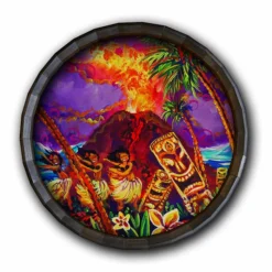 Discount ✔️ BarMan Tiki Hula Show Bar Wood Barrel Top Sign/Clock 😉 -Barman Sales Store BarrelTop StraightFlatView 0012 BT KC BARR CB SHOW 700x700