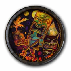 Coupon ⭐ BarMan Tiki Fire Night Wood Barrel Top Sign/Clock ❤️ -Barman Sales Store BarrelTop StraightFlatView 0014 BT KC BARR CB FIRE 700x700