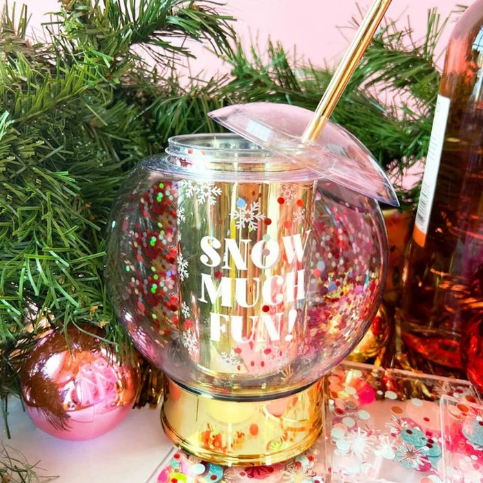 Budget 😀 BarMan Snow Much Fun Novelty Confetti Snowglobe Cup W/Straw - 12oz. ⭐ 2 Budget 😀 BarMan Snow Much Fun Novelty Confetti Snowglobe Cup W/Straw - 12oz. ⭐ - Image 2