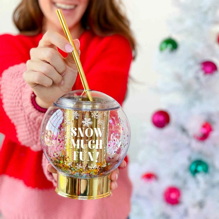 Budget 😀 BarMan Snow Much Fun Novelty Confetti Snowglobe Cup W/Straw - 12oz. ⭐ 3 Budget 😀 BarMan Snow Much Fun Novelty Confetti Snowglobe Cup W/Straw - 12oz. ⭐ - Image 3