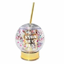 Budget 😀 BarMan Snow Much Fun Novelty Confetti Snowglobe Cup W/Straw - 12oz. ⭐