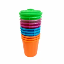 Deals ❤️ BarMan Trash Can Plastic Cups W/Lids - 15 Oz - 12 Pack 😀