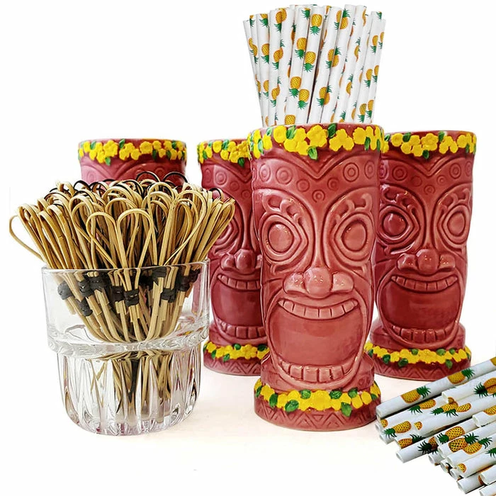 Buy ✨ BarMan Tiki Mug Drinkware Set - Pink Goddess 🎁 1 Buy ✨ BarMan Tiki Mug Drinkware Set - Pink Goddess 🎁
