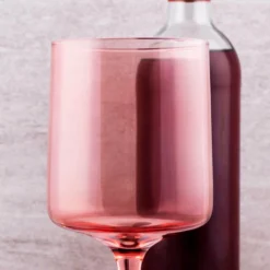Best reviews of 🥰 BarMan Mid Century Wine Glass - Blush - 13.5 Ounce 😍 -Barman Sales Store Mid Century Wine Glass Blush scene2 700x700