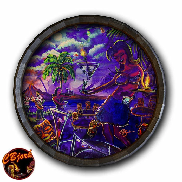 Flash Sale ❤️ BarMan Tiki Drink Wood Barrel Top Sign/Clock 😀 1 Flash Sale ❤️ BarMan Tiki Drink Wood Barrel Top Sign/Clock 😀