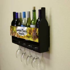 Deals 🥰 BarMan CUSTOMIZABLE Wall Mounted Wine Bottle & Glass Hanging Shelf W/ Vineyard Plaque 👏 -Barman Sales Store Wine Bottle Glass Plaque 3 7961c662 7a5e 47b0 887b 0c892a51859c 700x700