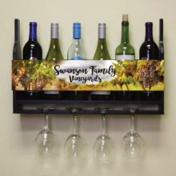 Deals 🥰 BarMan CUSTOMIZABLE Wall Mounted Wine Bottle & Glass Hanging Shelf W/ Vineyard Plaque 👏 -Barman Sales Store Wine Bottle Glass Plaque 5 1e1aad22 326a 4fef a9ab 080c6bf724f1 700x700