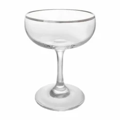Hot Sale 😉 BarMan BarConic® Glassware - Silver Rimmed Coupe Cocktail Glass - 7 Oz 😍
