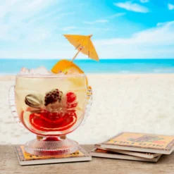 Hot Sale 👍 BarMan BarConic® Ceramic Tiki Coaster Set - 4 Pack ✔️ -Barman Sales Store barconic tiki ceramic coaster scene3 700x700