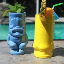 Promo 💯 BarMan BarConic® 12 Oz Tiki Drinkware – Yellow ⌛ -Barman Sales Store blue yellow tiki butt mugs pool 3 700x700
