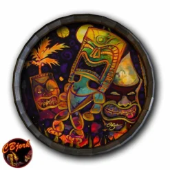 Coupon ⭐ BarMan Tiki Fire Night Wood Barrel Top Sign/Clock ❤️