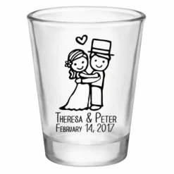 Budget ⌛ BarMan CUSTOMIZABLE - 1.75oz Clear Shot Glass - Cute Bride And Groom ⭐