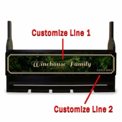 Flash Sale ✨ BarMan CUSTOMIZABLE Wall Mounted Wine Bottle & Glass Hanging Shelf W/ Painted Vineyard Plaque ✔️ -Barman Sales Store customizable mounted wine glass hanging shelf front grapes customize 2 lines 700x700