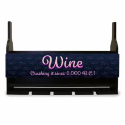 Cheap ⭐ BarMan Wall Mounted Wine Bottle & Glass Hanging Shelf W/ Grapes Crushing It Plaque ❤️