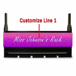 Outlet 👍 BarMan CUSTOMIZABLE Wall Mounted Wine Bottle & Glass Hanging Shelf W/ Fun Pink Plaque 🔥 -Barman Sales Store customizable mounted wine glass hanging shelf front miss customize 1 line 700x700