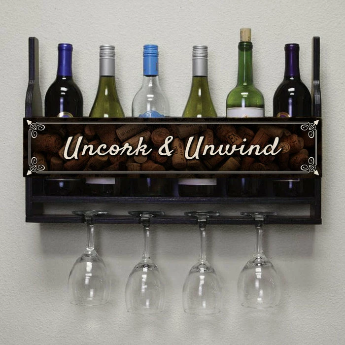 Best deal ๐ BarMan Wall Mounted Wine Bottle & Glass Hanging Shelf W/ Uncork & Unwind Plaque ๐ 2 Best deal ๐ BarMan Wall Mounted Wine Bottle & Glass Hanging Shelf W/ Uncork & Unwind Plaque ๐ - Image 2