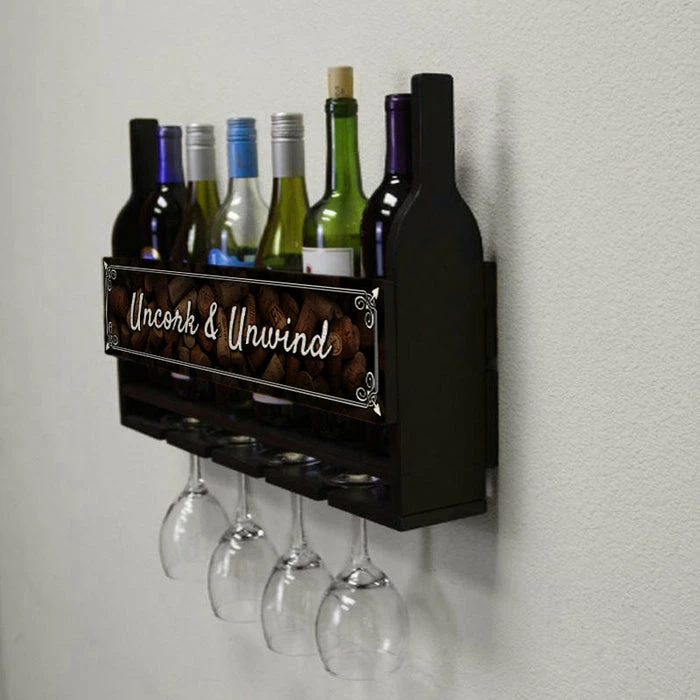 Best deal ๐ BarMan Wall Mounted Wine Bottle & Glass Hanging Shelf W/ Uncork & Unwind Plaque ๐ 4 Best deal ๐ BarMan Wall Mounted Wine Bottle & Glass Hanging Shelf W/ Uncork & Unwind Plaque ๐ - Image 4