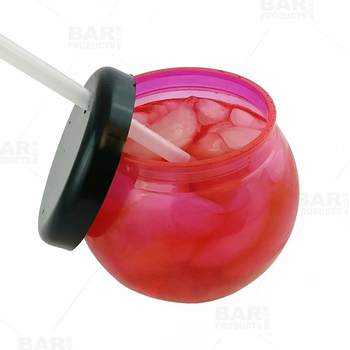 Wholesale ✨ BarMan BarConic® Pink Fishbowl Plastic Drinkware - 20 Ounce - With Lid And Straw 😍 4 Wholesale ✨ BarMan BarConic® Pink Fishbowl Plastic Drinkware - 20 Ounce - With Lid And Straw 😍 - Image 4