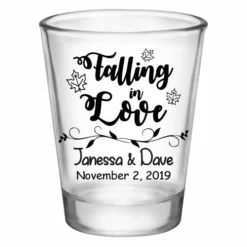 Brand new ⭐ BarMan CUSTOMIZABLE - 1.75oz Clear Shot Glass - Falling In Love 👍 -Barman Sales Store falling in love shot glass wedding3 700x700