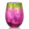 Discount ⌛ BarMan FLAMINGO TROPICS 20 Oz. STEMLESS WINE GLASS ✔️