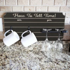 Best Pirce ✨ BarMan "How To Tell Time" Coffee Mug And Wine Glass Holder - Painted Background (Multiple Color Options) 🧨