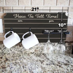 Best Pirce ✨ BarMan "How To Tell Time" Coffee Mug And Wine Glass Holder - Painted Background (Multiple Color Options) 🧨 -Barman Sales Store how to tell time mug wine glass holder sign rack painted size dimensions 700x700