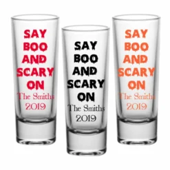 Coupon ⌛ BarMan CUSTOMIZABLE - 2oz Tall Clear Shot Glass - Halloween- Say Boo And Scary On 😀