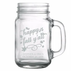 Hot Sale 🌟 BarMan CUSTOMIZABLE - 16oz Mason Jar With Handle - Happy Fall Y'all ✨