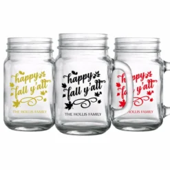 Hot Sale 🌟 BarMan CUSTOMIZABLE - 16oz Mason Jar With Handle - Happy Fall Y'all ✨ -Barman Sales Store lg gw m16 fall ayn custom fall yall mason jar 3 700x700