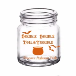 Top 10 👏 BarMan CUSTOMIZABLE - 2oz Clear Mini Mason Jar Shot Glass - Double Double Toil & Trouble 🔥 -Barman Sales Store lg gw mm trouble ayn halloween custom mini mason jar trouble 3 700x700