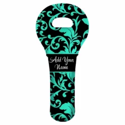 New 🎉 BarMan ADD YOUR NAME Wine Totes - Floral Pattern - Several Design Options ⭐ -Barman Sales Store lg wt 67 floral custom floral pattern wine totes teal 2 700x700